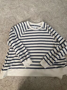 aerie Navy & Cream Striped Crewneck Sweater